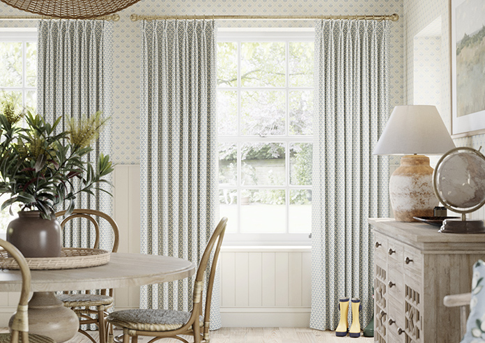 Trellis Prints, Scallop and Bud Raffs Blue - Made to Measure Curtains - Image 3